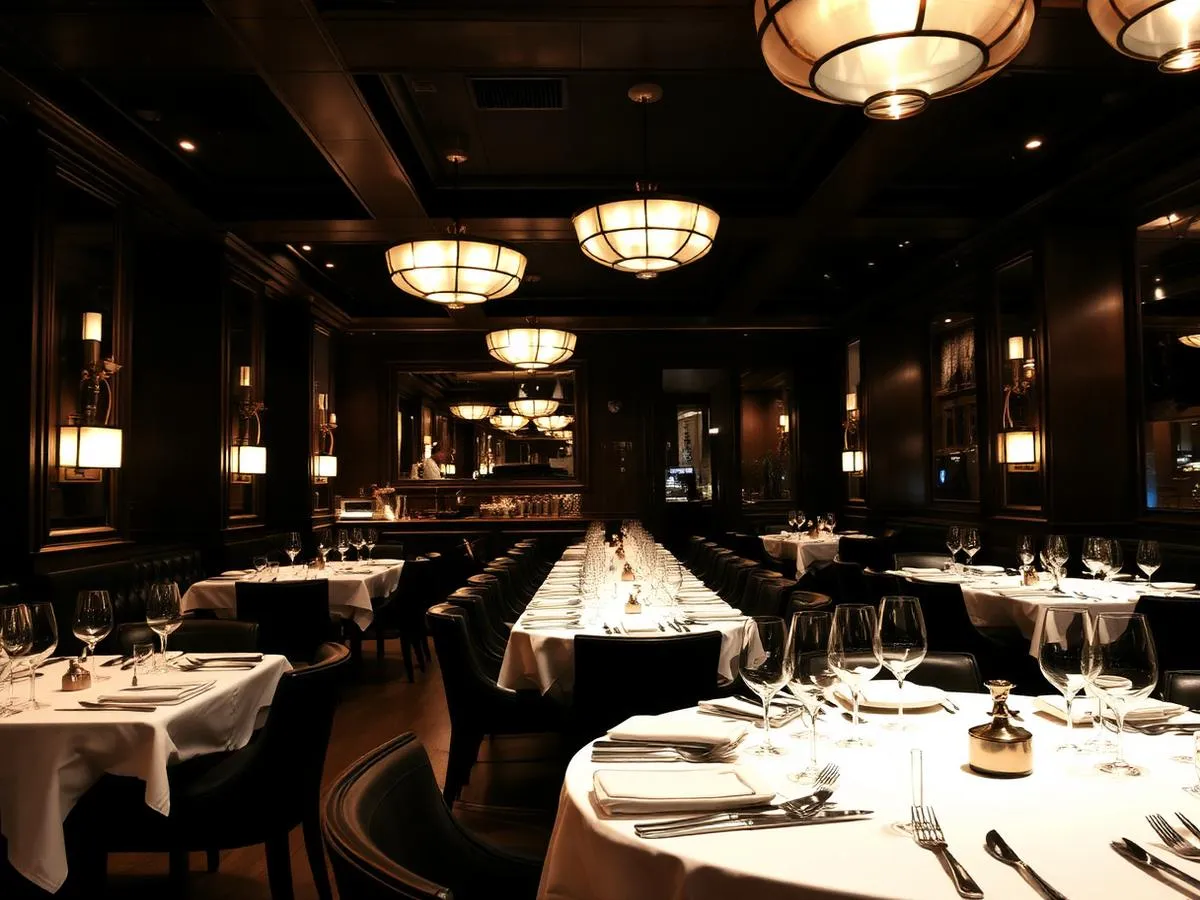 Upscale Las Vegas restaurant dining room in the evening